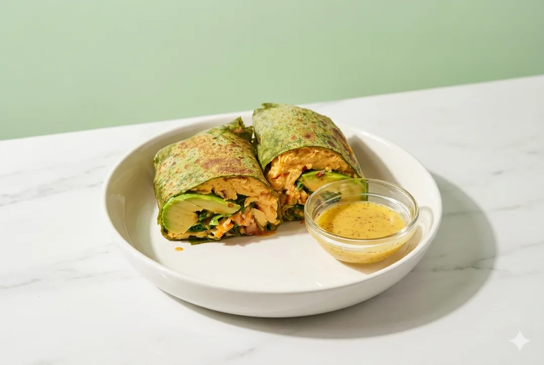 Nutritious whole wheat wrap packed with grilled plant protein, crisp salad greens, and light tahini dressing.